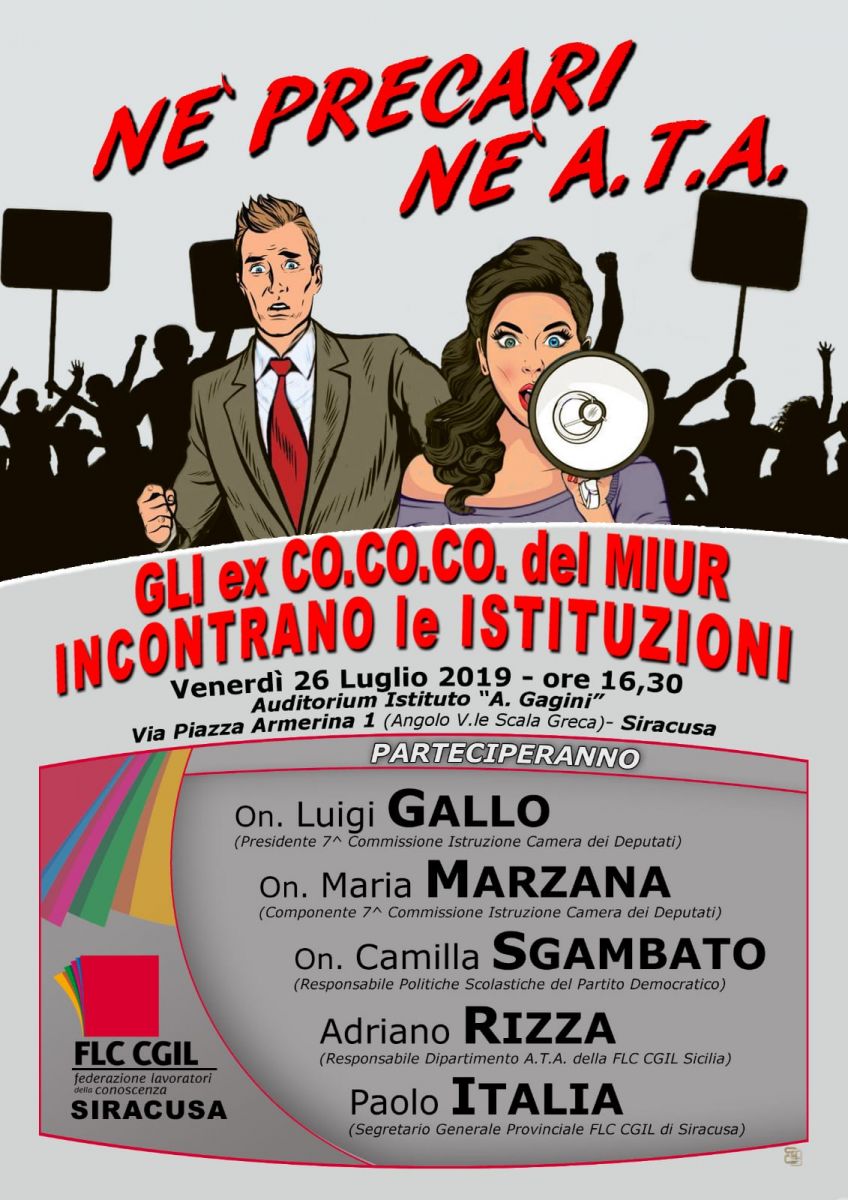 Scuola: ex cococo, il 26 luglio a Siracusa incontro della Flc Cgil Sicilia