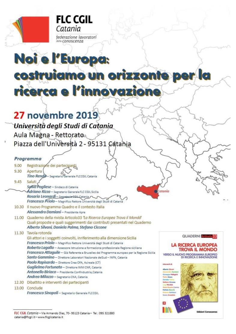 Noi e l'Europa: costruiamo un orizzonte per la ricerca e l'innovazione - Catania, 27 novembre