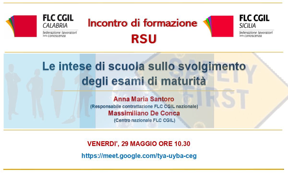 Incontro di formazione RSU - Venerdì 29 Maggio ore 10:30