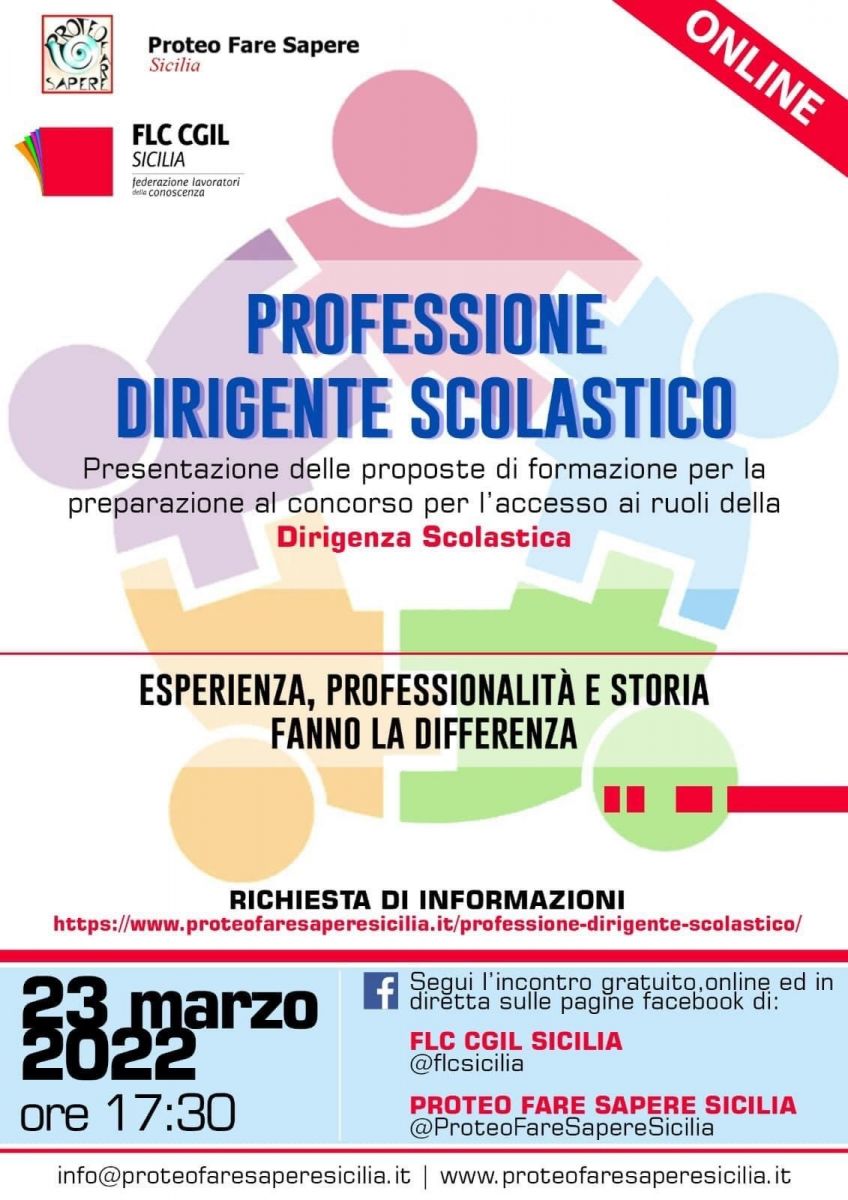 Professione Dirigente Scolastico : evento on line